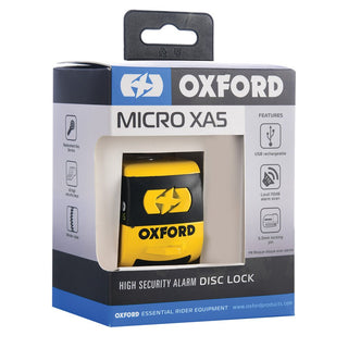 Oxford Micro XA5 Alarm Disc Lock in Black and Yellow