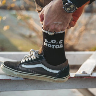 Age of Glory Marauder Socks in Black - available at Veloce Club