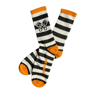 Age of Glory Stripes Socks in Black and White - available at Veloce Club