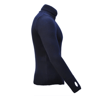 Goldtop 100% Merino Wool Fitted Submariner Sweater - Navy Blue - available at Veloce Club