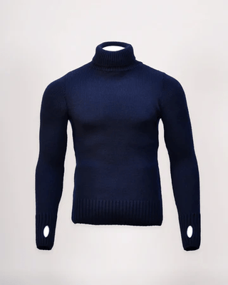 Goldtop 100% Merino Wool Fitted Submariner Sweater - Navy Blue - available at Veloce Club