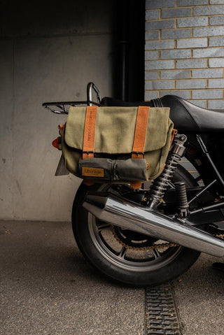 Libertatia Oilskin Tool Roll in British Green - available at Veloce Club