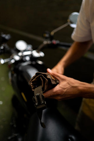 Libertatia Oilskin Tool Roll in Calima - available at Veloce Club