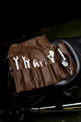 Libertatia Oilskin Tool Roll in Calima - available at Veloce Club