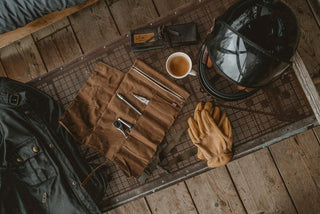 Libertatia Oilskin Tool Roll in Calima - available at Veloce Club