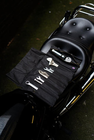 Libertatia Oilskin Tool Roll in Pitch Black - available at Veloce Club