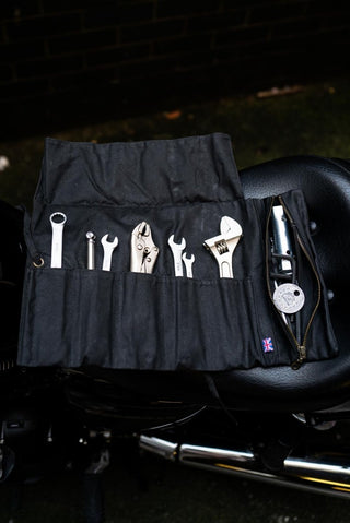 Libertatia Oilskin Tool Roll in Pitch Black - available at Veloce Club