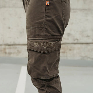 MotoGirl Lara Cargo trousers in Green - available at Veloce Club