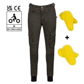 MotoGirl Lara Cargo trousers in Green - available at Veloce Club