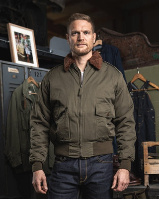 Pike Brothers 1943 B10 Flight Jacket Olive Drab - available at Veloce Club