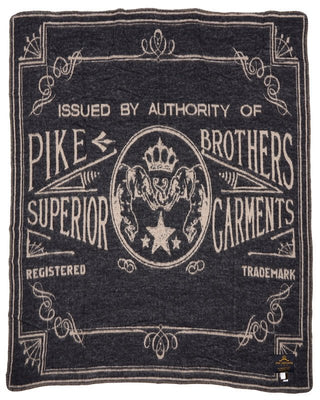 Pike Brothers 1969 Logo blanket faded black - available at Veloce Club