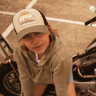 Wildust Sisters Wind Race Women's Trucker Cap in Khaki - available at Veloce Club